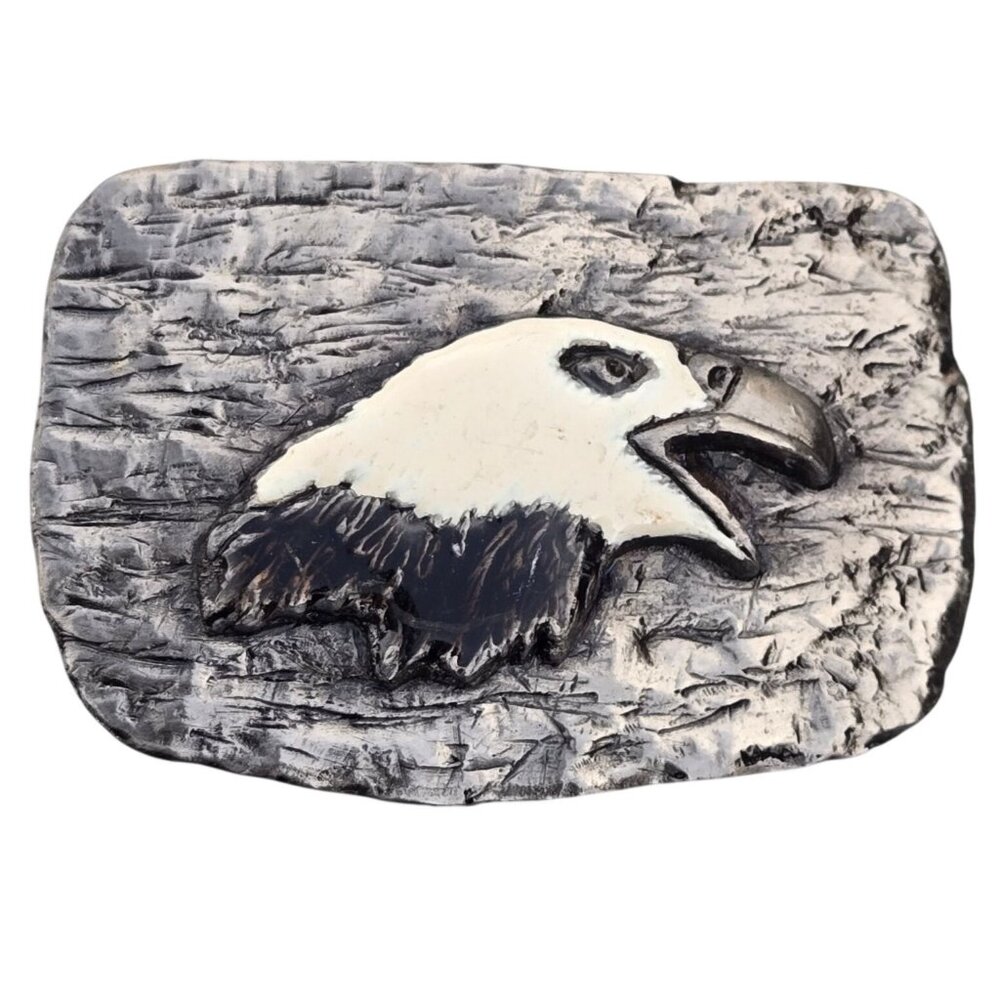 Bald Eagle Belt Buckle Vintage 1980s Cowboy Western Wear Patriotic Trucker